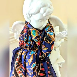 Satin scarf 34" x 34" in Blue, Black, Red‎